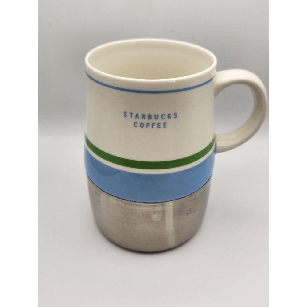 Starbucks Coffee Mug Ceramic & Stainless Steel 14 oz 2005